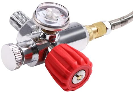 TUXING Compresseur d'air PCP haute pression PCP Paintball Valve en acier inoxydable Réservoir CO2 DIN M18 x 1,5 Rouge 4500 PSI