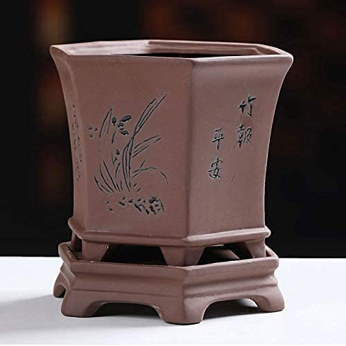 HWSY Pot De Fleur Rétro 6,29 Pouces Plante Pot De Jardinage Jardinières Pot De Fleur De Sable Violet avec Base Jardin Extérieur Intérieur Salon Bureau Décoration De Bureau Interesting