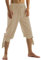 JIEFULL Herren Knöchel Gebänderte Gothic Hosen Renaissance Piraten Kostüm Halloween Mittelalter Retro Hose, Beige02, Mittel