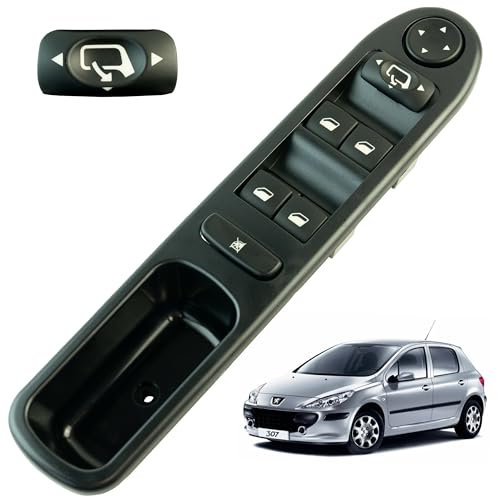 STARKIT PERFORMANCE Botonera elevalunas compatible para Peugeot 307 (2001-2008) (4 botones) mando elevalunas delantero izquierdo (conductor) con retrovisores abatibles | 6554KT