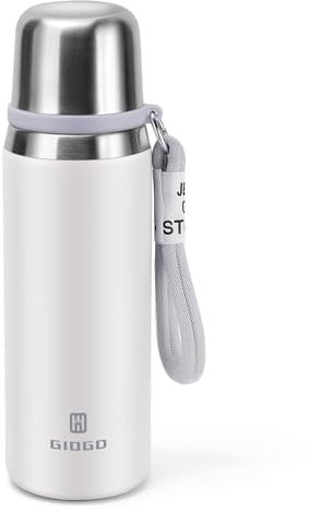 Botella térmica de acero inoxidable con taza de 700 ml, aislada al vacío, mantiene las botellas de agua caliente y fría, frascos de café (blanco)