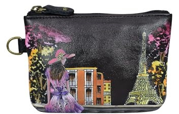 Anna by Anuschka Handbemalte Geldbörse aus Leder für Damen, Paris bei Nacht, Einheitsgröße