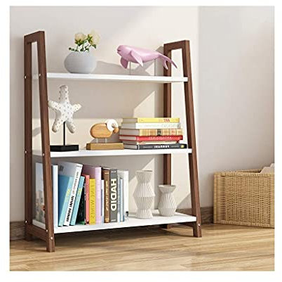 Bookshelf Library Ladder Bookcase Etagere Standing Shelf Multifunctional Display Shelf Organiser Storage Open Shelves for Home Office (Colour: Natural) 4 Layers