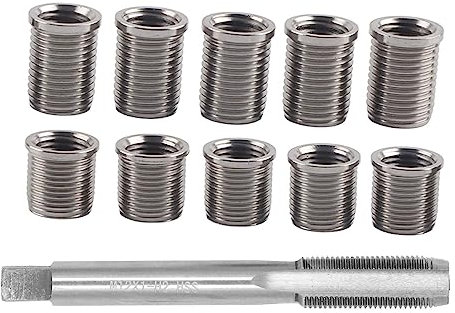 Leopacat Kit De Outils RéParation Bougie D'Allumage, Outil Filetage Inserts Filetés, M10X1.0 Avec Taraud Fileté M12X1.0 Pour RéParer Le D'Allumage Fur La Du MatéRiel Automobiles Universel