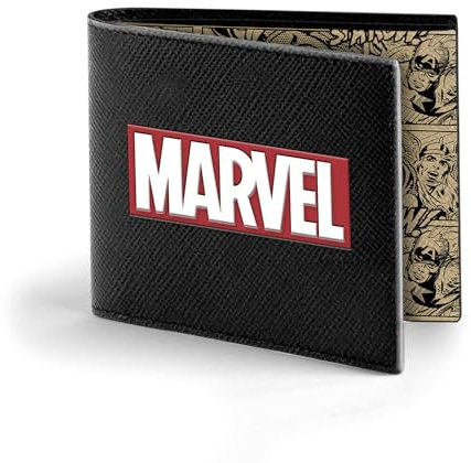 Marvel Comics-Portefeuille pour Homme, Noir, 12 x 12 cm