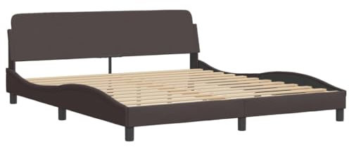 vidaXL Bettgestell Dover, Polsterbett Bett, Bettrahmen mit Lattenrost für Schlafzimmer, Schlafzimmerbett Doppelbett, Dunkelbraun 180x200cm Stoff