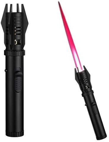 Lightsaber Kitchen Cooking Torch Lighter, Jet Flame Adjustable Red Flame Lighters, Professional Gift for Chef, Blow Torch Windproof Lighter for Camping Outdoor Welding (Color : Black)