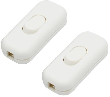 Weiß Inline Schalter Zwischenschalter, 6A 250V, Torpedoschalter, Wippschalter, Kabelschalter, 2-adrige und 3-adrige Zuleitungen, für alle Arten von Elektrischen Lampen, Tischlampen (1)
