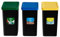 AC - Set de 3 Cubos de Reciclaje - Verde (Vidrio), Amarillo (Envases) y Azul (Papel) - 28 litros - Plástico - Almacenamiento de Basura - 46 x 25 x 35 cm