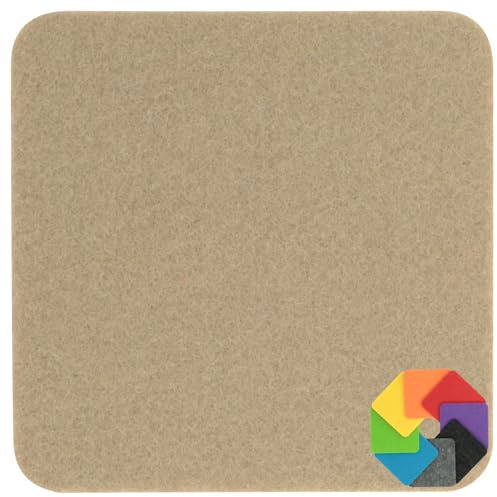 Design Filz Untersetzer eckig - 10x10cm in Natur für Glas, Getränke, Bar, Tasse, Vase