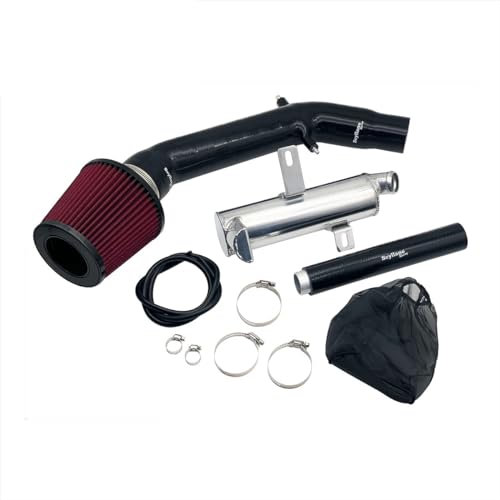 ODKBFG Filtro Tubo di Aspirazione Aria Kit Modificato di Aspirazione in Silicone per Abarth 500 595 695 con Serbatoio Tergicristallo Ridotto in Alluminio/Filtro Aria(Nero)
