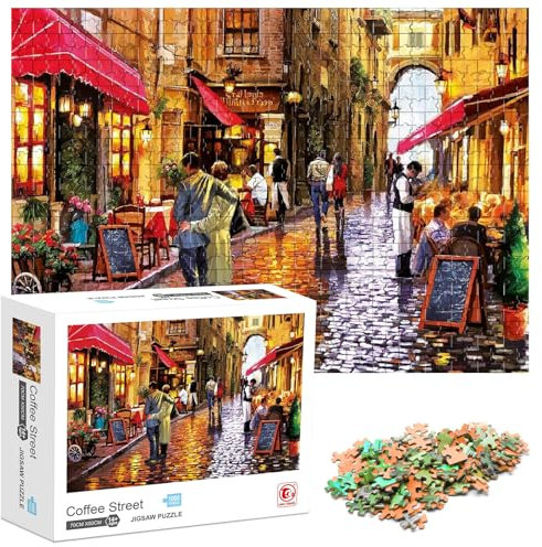 Ledeak 1000-Piece Jigsaw Puzzle for Adults, Coffee Lane, 12+ Years, 1 Set, 1 Puzzle, 1000 Pieces, Cardboard, Classic Style