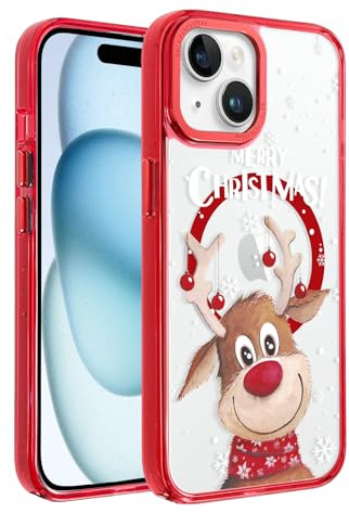 Foonary Weihnachten Magnetisch Handyhülle für Apple iPhone 15 6,1 Hülle, Aesthetic Weihnachts Schutzhülle Kompatibel mit MagSafe, Silikon Elch Muster Case Christmas Cover für iPhone 15,01