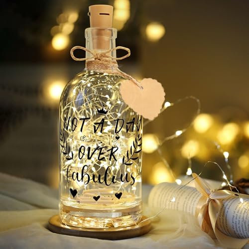 Sondeng Bottle Light with Fairy Lights, Light up Bottles Bottle Lamp Money Light Bottle Gifts for Women Girl Ladies Pamper Birthday,Decorative Glass Bottle Christmas Decoration with LED Tag Sayings