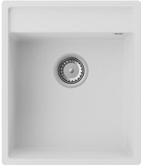 GRANMASTER Magma Spülbecken Küche mit 1 Becken - Granitspüle mit Siphon Waschbecken Küche - Einbauspüle Arbeitsplatte Küchenspüle 44x52x20,4 cm Spüle Weiß ohne Abtropffläche