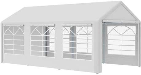 Outsunny Tonnelle de Jardin 3 x 6 m avec 4 parois, Protection UV, Blanc | Tente de Réception, 3 Fenêtres de Chaque Côté, Barnum pour Fête, Mariage, Rassemblements en Plein Air