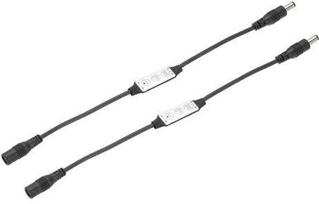 sourcing map LED Strip Dimmer, 12V to 24V 12A Mini Brightness Adjustable Controller Lamp Switch with DC Plugs for Single Color Strips, Black Pack of 2