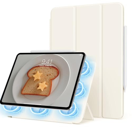 GKABXY Magnetische Hülle für iPad (A16) 11. Generation 11 Zoll 2025 / iPad 10. Generation 10,9 Zoll 2022, Super Magnetische Befestigung, Schlanke Lichtgewichtige Trifold-Ständer-Hülle, Weiß