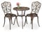 Relaxdays Gartenmöbel Set 3-teilig, Tisch, 2 Stühle, Aluguss, Balkonmöbel Antikdesign, Garten Sitzgruppe, schwarz/Bronze