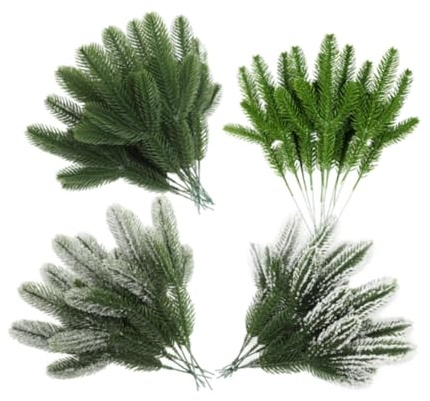 SZLIFE 72x Rami di aghi di pino artificiali Piante verdi finte Foglie di pino Rami simulati per albero di Natale Camera da letto Sala da pranzo Festa
