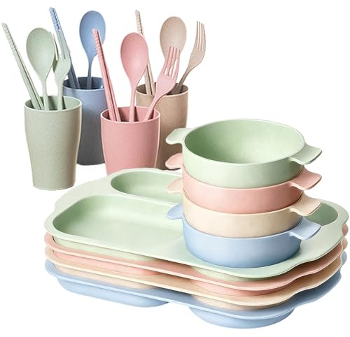 24 Pcs Dinnerware Cutlery Set, Unbreakable Dinnerware Sets