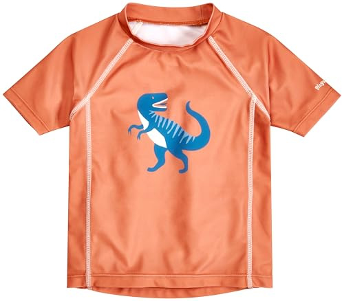 Playshoes Unisex Kinder Badeshirt Rash-Guard-Shirt, Ocker Dino, 110-116