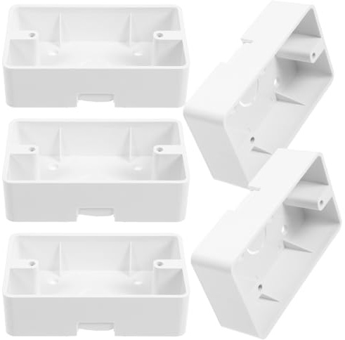 balacoo Surface Mount Electrical Box 5-Pack Abs Plastic Junction Box 4.72X2.87X1.38 Inches Low Profile Wall Switch Socket for Indoor Use