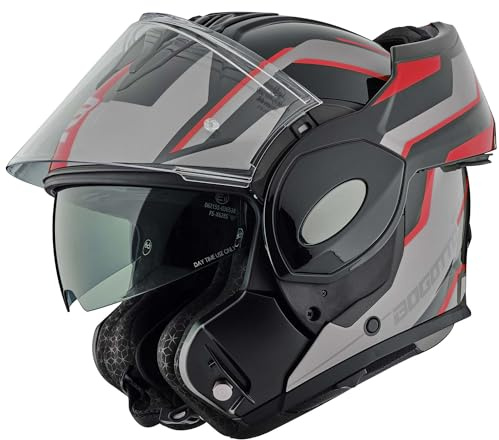 Bogotto FS-X600 Vyda Klapphelm, schwarz matt/grau/rot, L