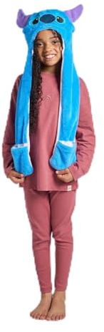 OHS Kids Stitch Hat Scarf and Gloves Set 3-in-1 Officially Licensed Stitch Gifts for Girls Boys Cute Adorable Hooded Scarf Warm Cosy Animal Novelty Winter Plush Warm Hoodie Earflap Cap, Blue