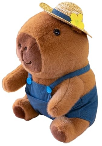 Gefülltes Capybara Plüschtier –Niedliche weiche Stoffpuppe mit Kleidung, charmante Raumdekoration & Kuscheltier für Mädchen, Kinder, Erwachsene und als Geschenk zu Geburtstagen (50cm,hosenträger-stil)
