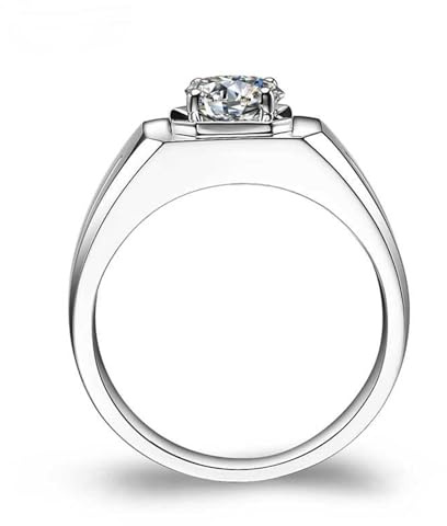 Ring Gold 375 Echtgold Herren, Eheringe Weiß Diamant 0.5 Karat Silber Echter Schmuck 9 Karat Weißgold Größe 66 (21.0)