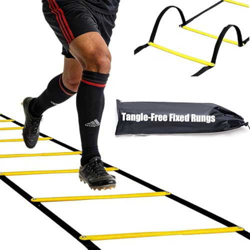 Axceroh Tangle-Free Agility Ladder, 12 Fixed Rungs, Carry Bag Supplied