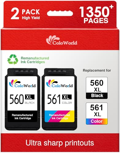 ColoWorld Druckerpatronen 560 561 XL Multipack – Kompatibel mit Canon 560 561 / PG-560XL CL-561XL – Bis zu 1350 Seiten-Für Pixma TS5350i TS5350a TS5350 TS5351 TS5352 TS5353 TS7450i TS7450 TS7451