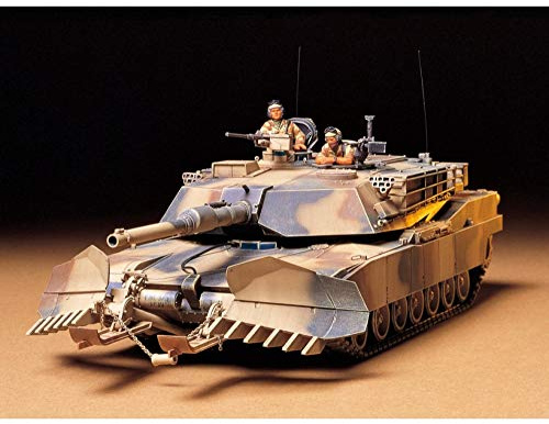 Tamiya 35158-1:35 US Kampfpanzer M1A1 Abrams mit Minenräum-Pflug (2), Modellbausatz, Plastikbausatz, Bausatz zum Zusammenbauen, detaillierte Nachbildung, Verschieden