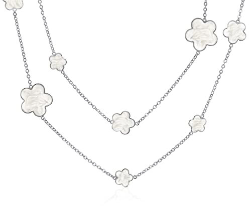 Bling Jewelry Longue Tasse Tasse Collier En Métal Pour Femmes Avec Fleur De Trèfle Àlanche En Plaqué Argent