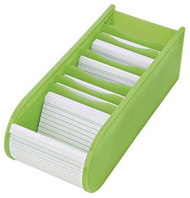 Wedo 2508011 Lernkartei A8, Rolloverschluss, 6 Stützplatten Inklusiv 100 Karten 21.7 x 9.2 x 7.3 cm, Hellgrün