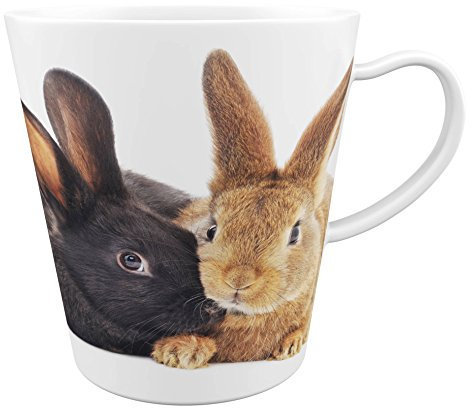 Merchandise for Fans Kaninchen/Hase|Latte Macchiato Becher Kaffeebecher mit Fotodruck |001