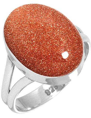 Jeweloporium 925 Silber Ringe für Damen Größe 62(19.7) Braun Goldener Sonnenstein Edelstein Jahrgang Silber Ringe Muttertag Geschenk Solitär Schmuck