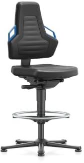 bimos Arbeitsdrehstuhl Nexxit Gleiter+Fußring PU-Schaum schwarz Griff blau 570-820mm