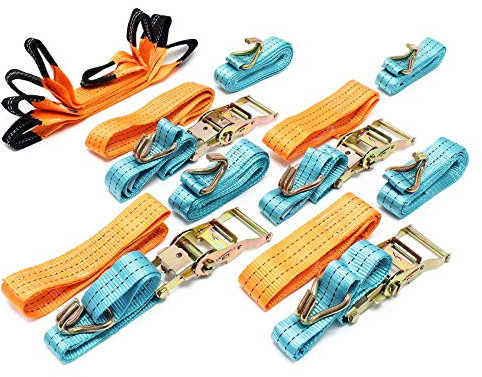 Set 4 cinghie pneumatici 35mmx3,5m 3000daN per fissaggio auto su bisarca carro attrezzi autocarro