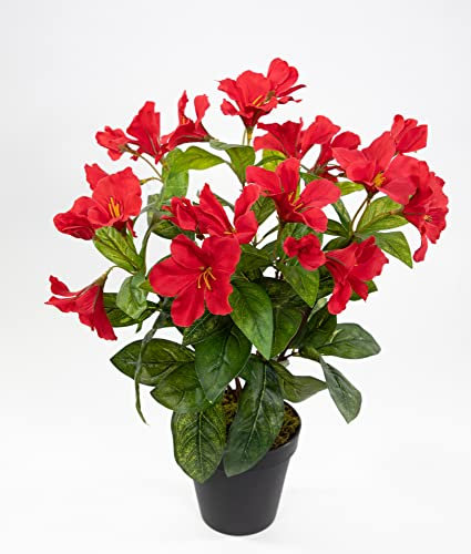 Seidenblumen Roß Hibiskus 40cm rot im Topf ZF künstliche Pflanzen künstlicher Eibisch Kunstblumen Kunstpflanzen