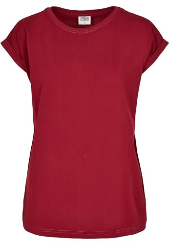 Urban Classics Ladies Organic Extended Shoulder Tee, Maglietta Donna, Rosso (Burgundy), S