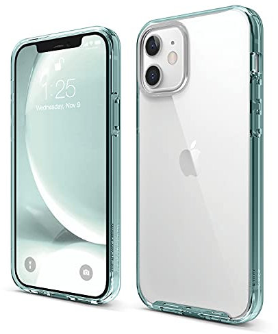 elago Hybrid Clear Case Kompatibel mit iPhone 12 Hülle & Kompatibel mit iPhone 12 Pro Hülle (6,1), Durchsichtig, Robuster PC Rückseite Handyhülle, Flexibel Bumper Schutzhülle (Grün)