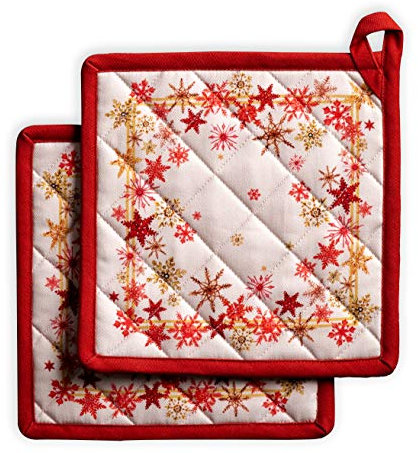 Maison d' Hermine Crystal Star Manique 100% Coton avec Boucle résistante à la Chaleur pour Barbecue, Cuisson, grillade, Micro-Ondes, Barbecue, Thanksgiving, Noël (20cm x 20cm)