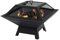 Parkland Brasero carré avec grille de chauffage pour barbecue extérieur noir en métal brasero décoratif patio foyer poêle portable couverture en maille chauffante pour camping ou pique-nique