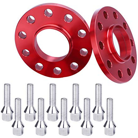 CarBole Spurverbreiterungen 5x120,15mm,72.56mm,Spurverbreiterung mit 10pcs Radschrauben,Distanzscheiben Kompatibel mit BMW,Rot,2-Teilig,10 Löcher,Keine ABE