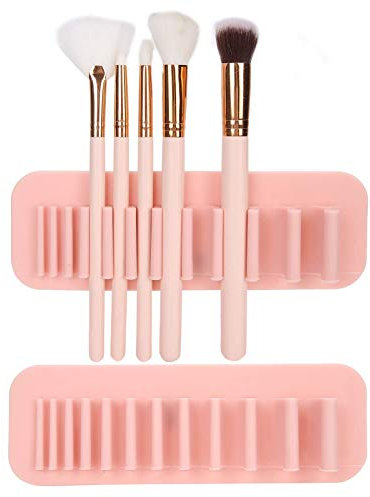 Make-up-Pinsel-Halter Organizer Wandmontierte Mutifuctional-Kosmetikpinsel-Trockenständer Zahnbürsten-Pinsel-Aufbewahrungsregal, Praktisches Pinsel-Display-Regal mit mehreren Steckplätzen, 2 Stück