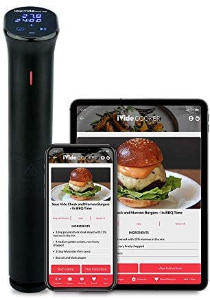SousVideTools Sous Vide Cooking Starter Kit iVide 2.0 Thermal Circulator, VS270 Vacuum Sealer, and 20cm Sealer Rolls Bundle WiFi-enabled App Control, black