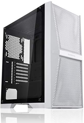 Raijintek Silenos MS, ATX PC Gehäuse mit Seitenteil aus Hartglas, PC Case mit Großflächiges Mesh an der Front, Tempered Glass Case, Weiß
