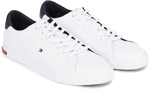 Tommy Hilfiger Sneaker Hombre Sneaker Essential Leather Detail Vulc Calzado, Blanco (White), 41